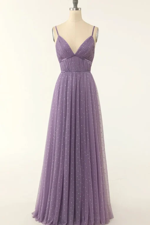 A Line Long Bridesmaid Dress with Ruffles