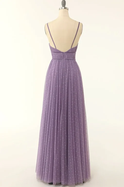 A Line Long Bridesmaid Dress with Ruffles