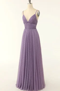 A Line Long Bridesmaid Dress with Ruffles