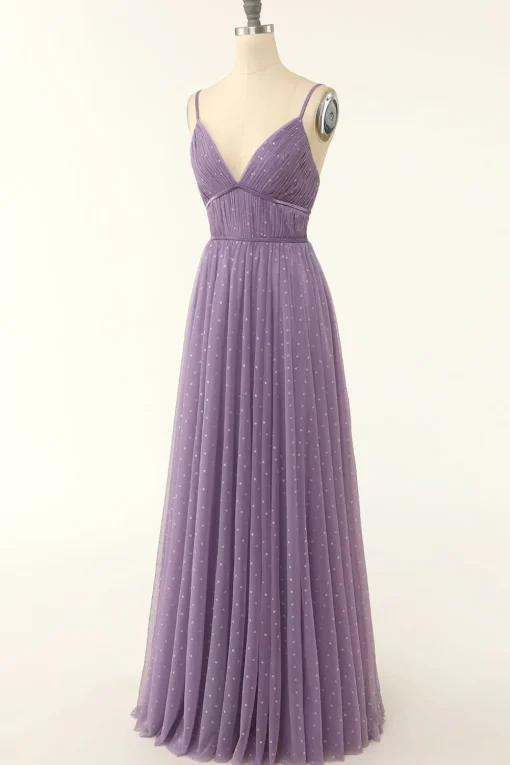 A Line Long Bridesmaid Dress with Ruffles