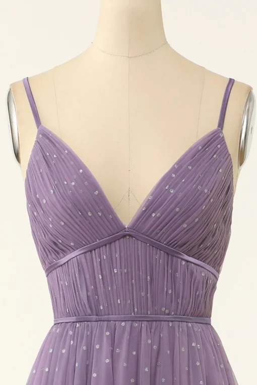 A Line Long Bridesmaid Dress with Ruffles