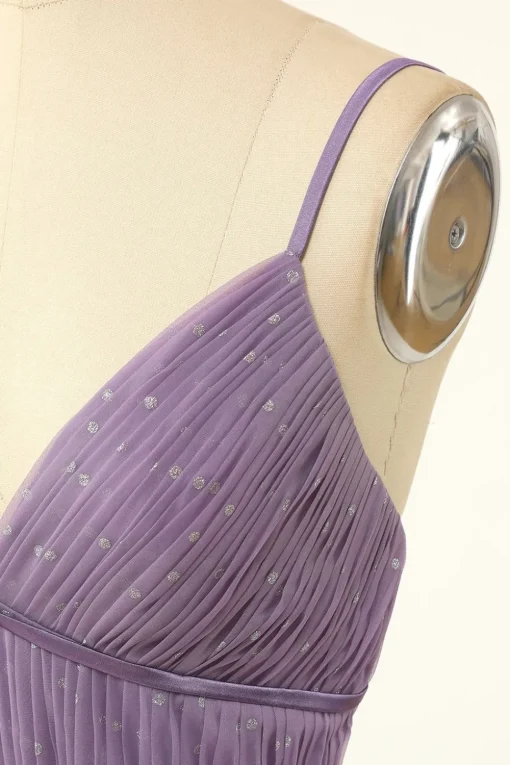 A Line Long Bridesmaid Dress with Ruffles