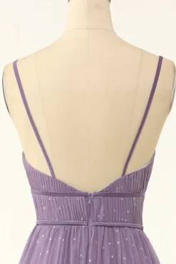 A Line Long Bridesmaid Dress with Ruffles