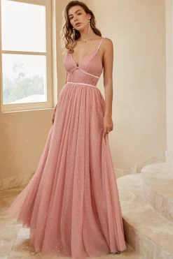 A Line Long Bridesmaid Dress with Ruffles