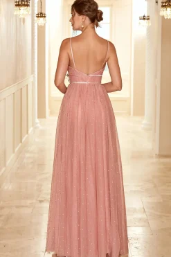 A Line Long Bridesmaid Dress with Ruffles