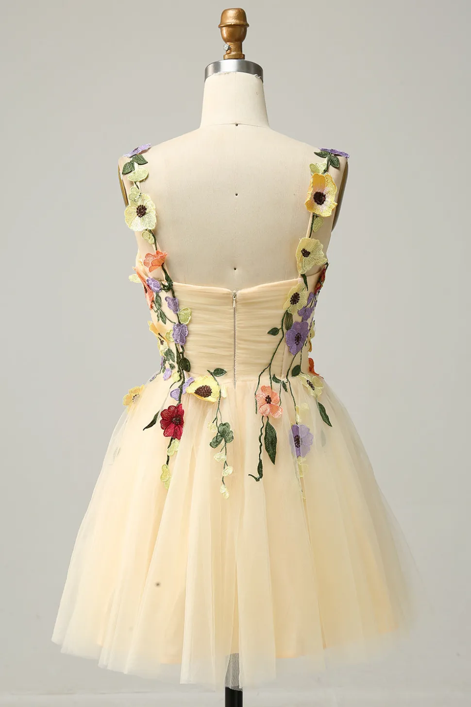 A Line Spaghetti Straps Green Short Prom Dress with Appliques