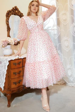 A Line Tulle Prom Dress with Hearts