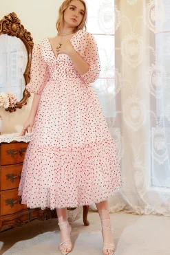 A Line Tulle Prom Dress with Hearts