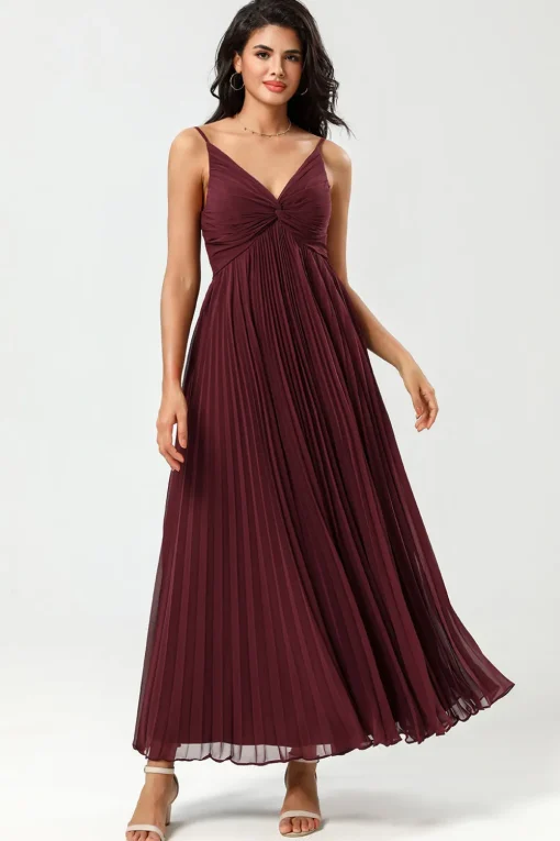 A-Line Sleeveless Burgundy Bridesmaid Dress