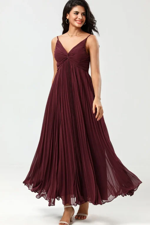 A-Line Sleeveless Burgundy Bridesmaid Dress