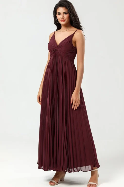 A-Line Sleeveless Burgundy Bridesmaid Dress
