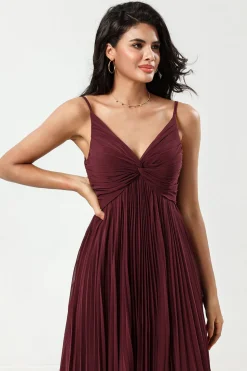 A-Line Sleeveless Burgundy Bridesmaid Dress