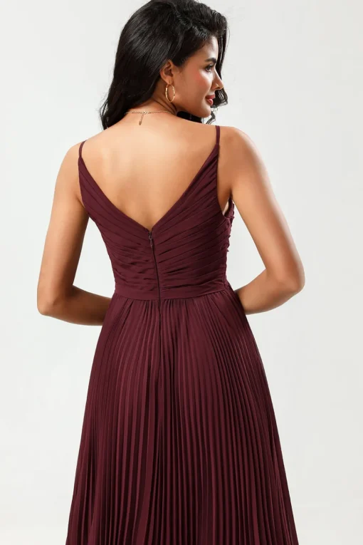 A-Line Sleeveless Burgundy Bridesmaid Dress