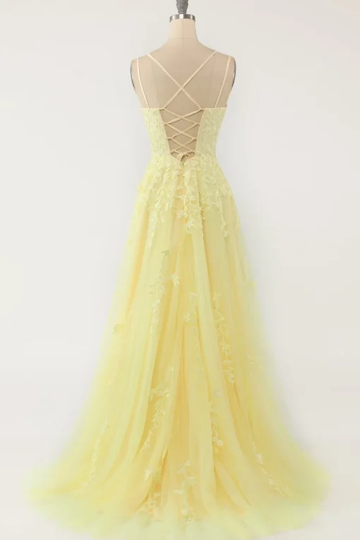 A-Line Spaghetti Straps Purple Long Prom Dress