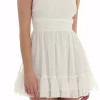 A-Line Square Neck Tie Back Short White Graduation Dress
