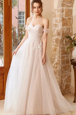 Appliques Tulle Halter Wedding Dress