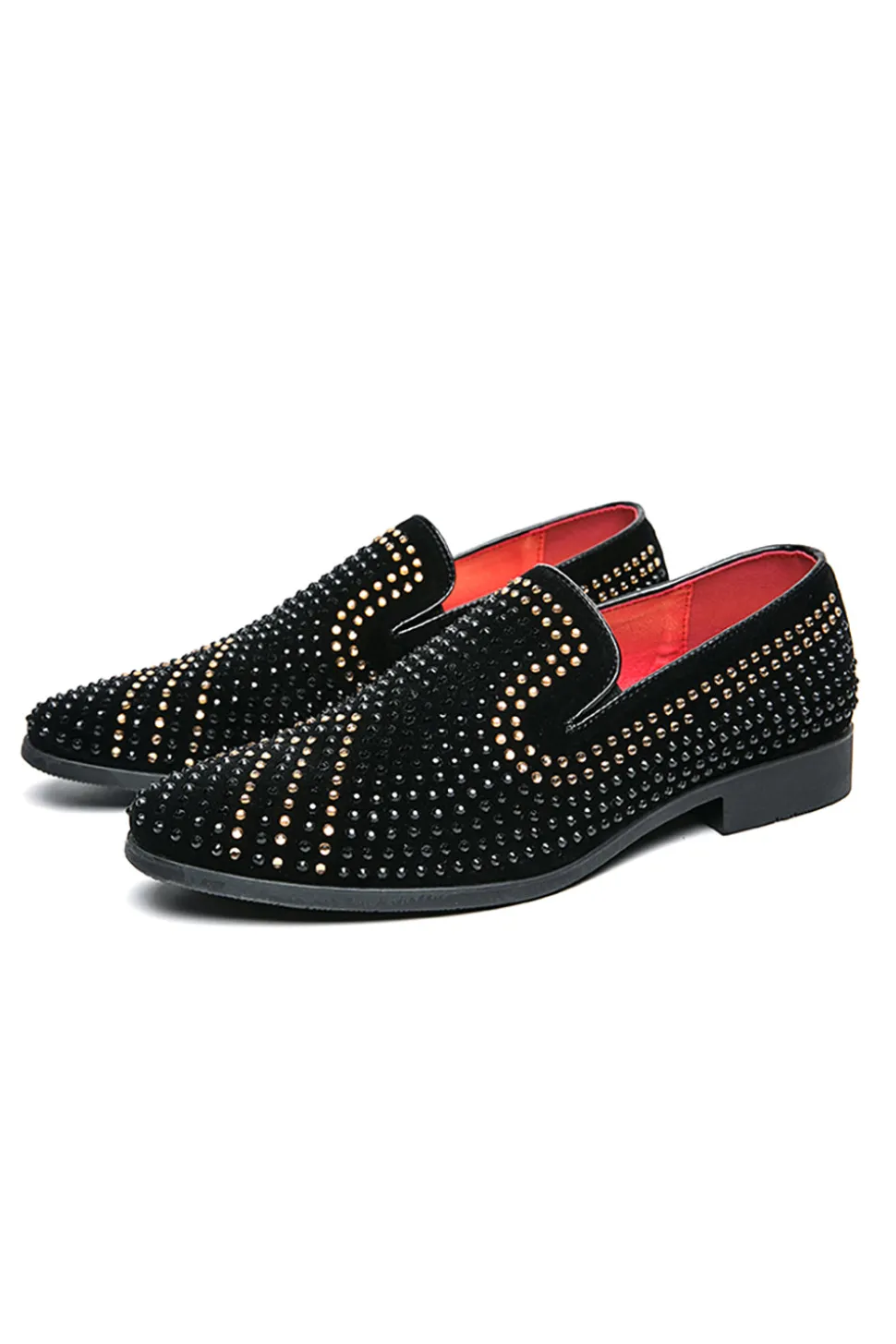 Black Beaded Slip-On Party Men's Shoes