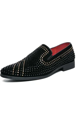Black Beaded Slip-On Party Men's Shoes
