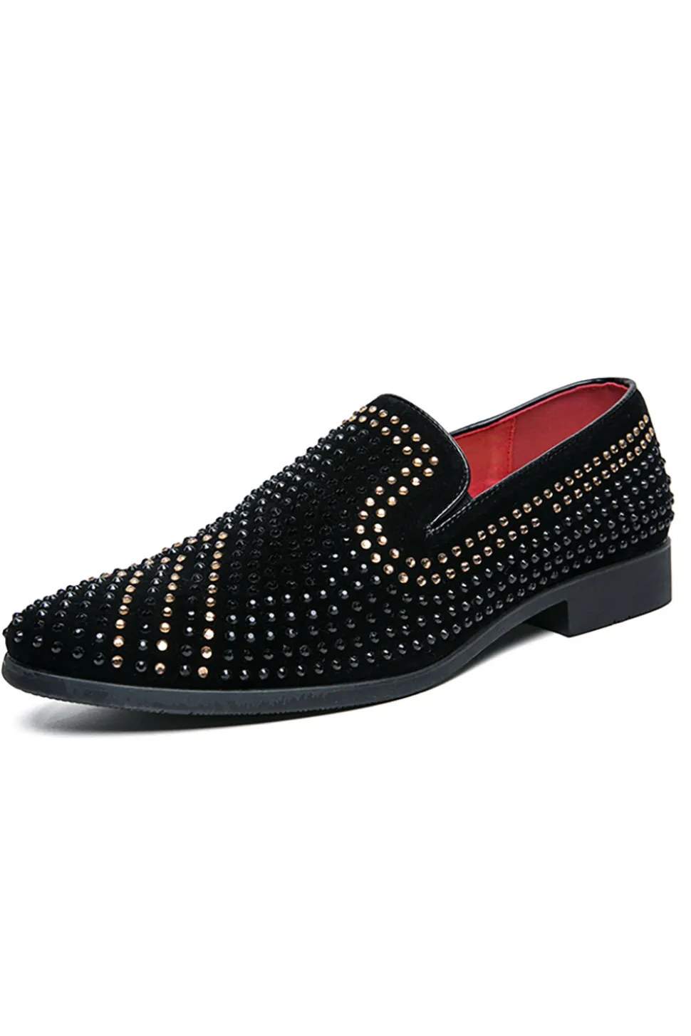 Black Beaded Slip-On Party Men's Shoes