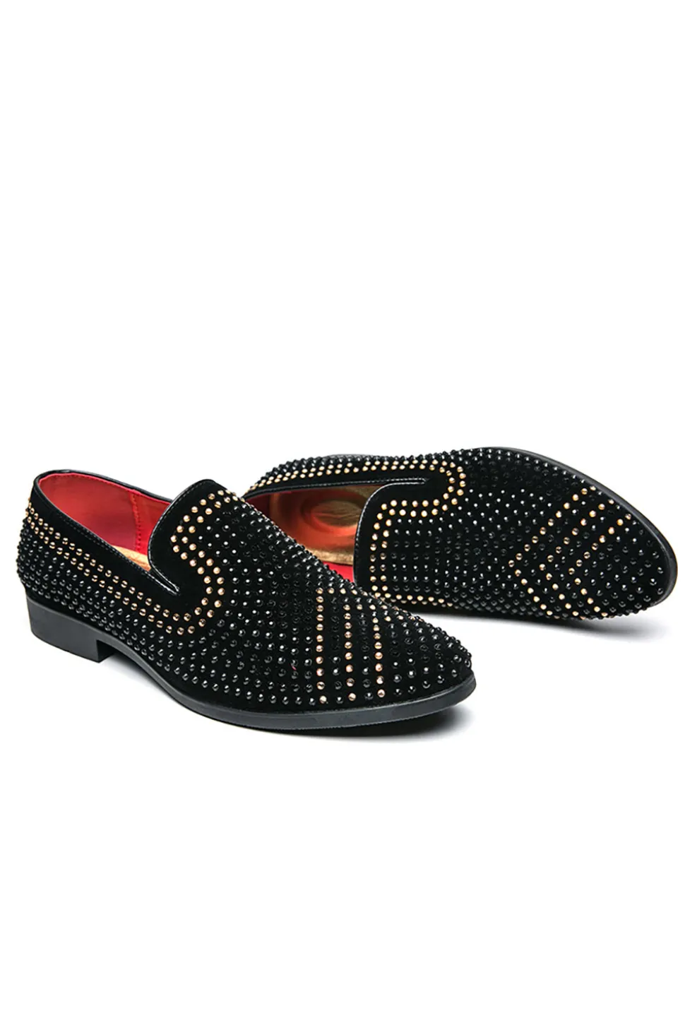 Black Beaded Slip-On Party Men's Shoes