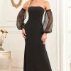 Black Mermaid Strapless Long Prom Dress