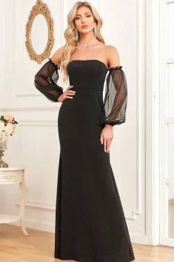 Black Mermaid Strapless Long Prom Dress