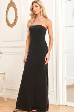 Black Mermaid Strapless Long Prom Dress