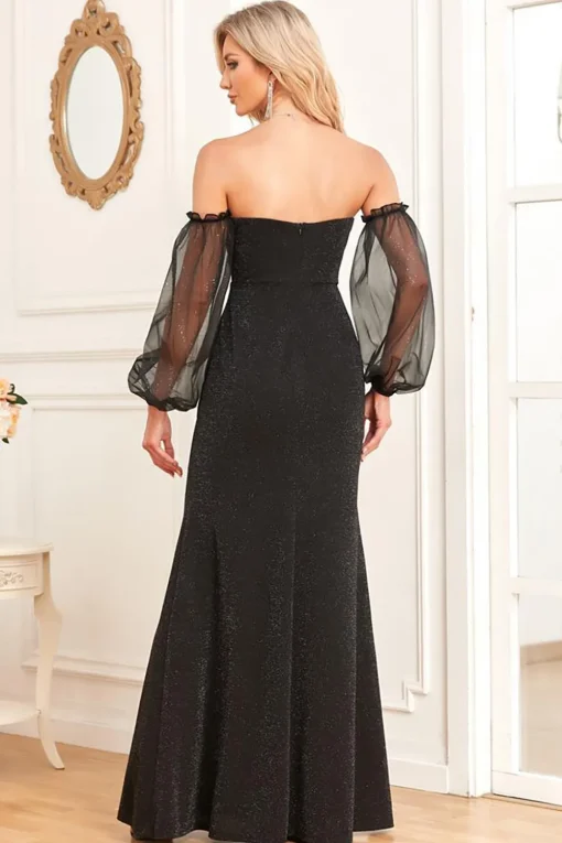 Black Mermaid Strapless Long Prom Dress