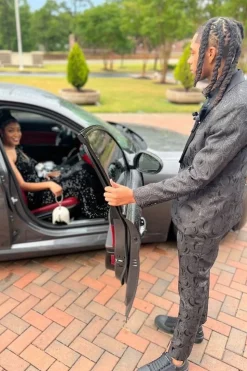 Black Shawl Lapel Jacquard 2 Piece Men's Prom Suits