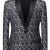 Black Shawl Lapel Print Men's Blazer