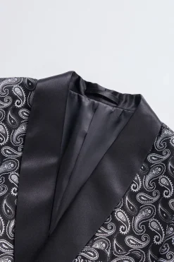 Black Shawl Lapel Print Men's Blazer