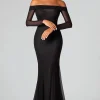 Black Sheath Off The Shoulder Mesh Formal Dress