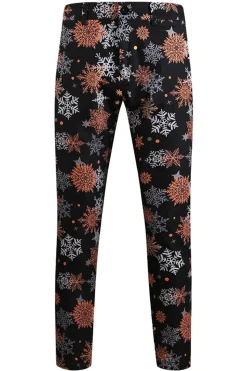 Black Snowflake Print One Button Three Piece Men's Christmas Party Suit