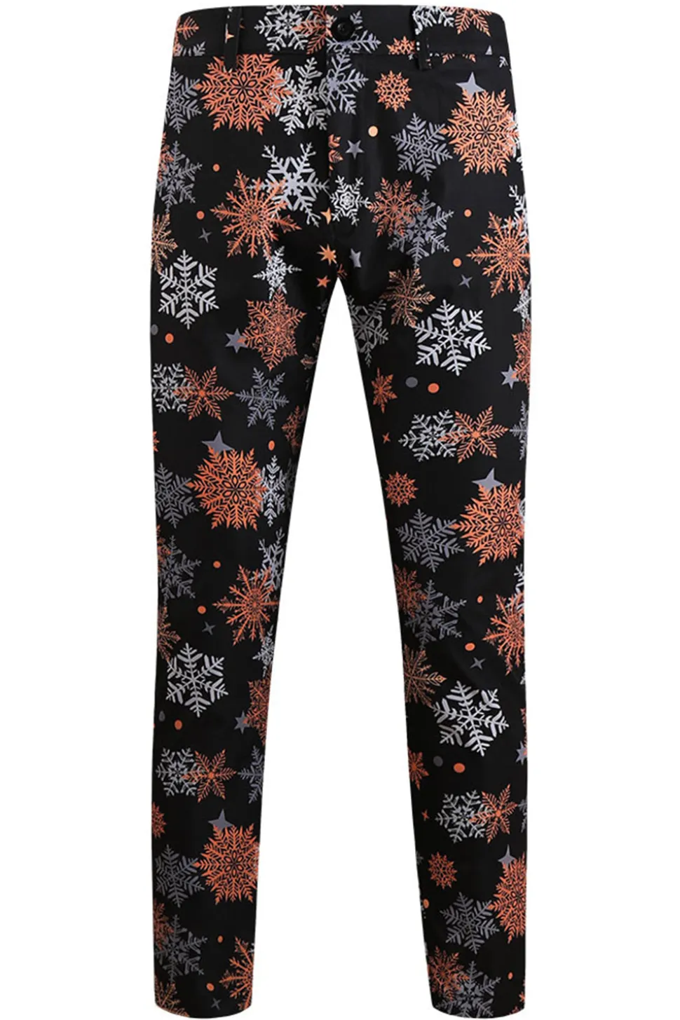 Black Snowflake Print One Button Three Piece Men's Christmas Party Suit