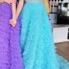Blue Corset Off the Shoulder Long Prom Dress with Features