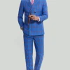 Blue Plaid Men's 3 Piece Tuxedo Suits