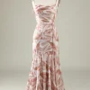 Blush Floral Boho Mermaid Bridesmaid Dress