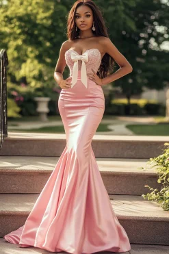 Blush Mermaid Sweetheart Sleeveless Embroidery Prom Dress