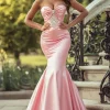 Blush Mermaid Sweetheart Sleeveless Beaded Prom Dress