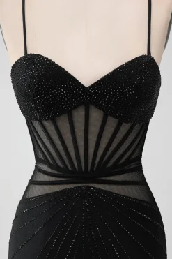 Bodycon Corset Short Black Graduation Dress with Beading