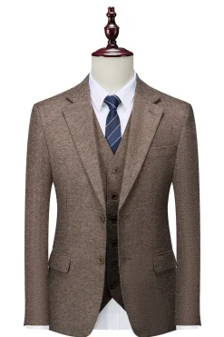 Brown 3 Pieces Men's Suit Slim Fit Groomsmen Suit