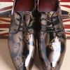 Brown Jacquard Men's Leather Party Shoes
