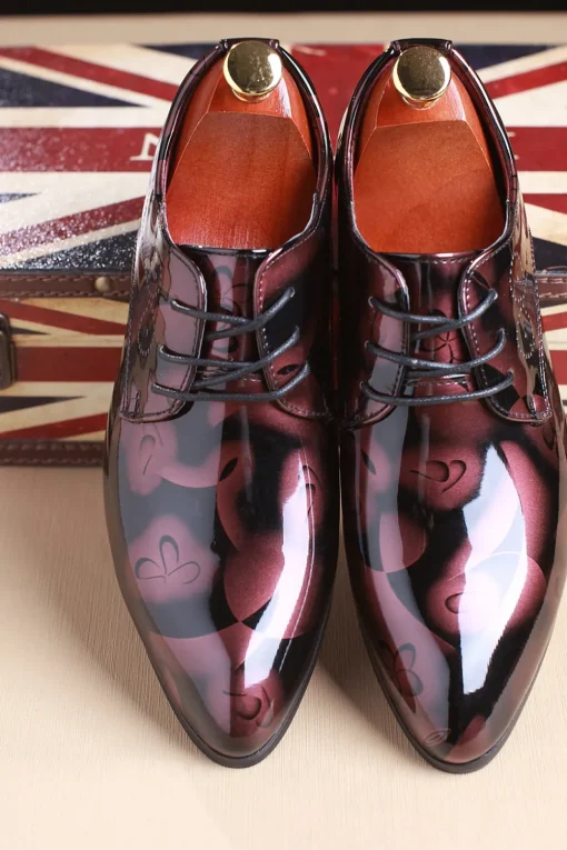Brown Jacquard Men's Leather Party Shoes