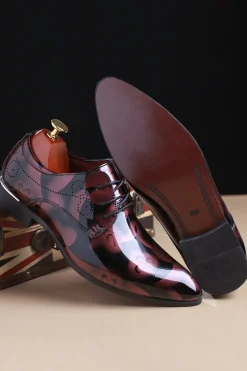 Brown Jacquard Men's Leather Party Shoes