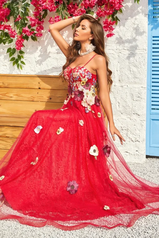 Burgundy A Line Princess Prom Dress with Appliques