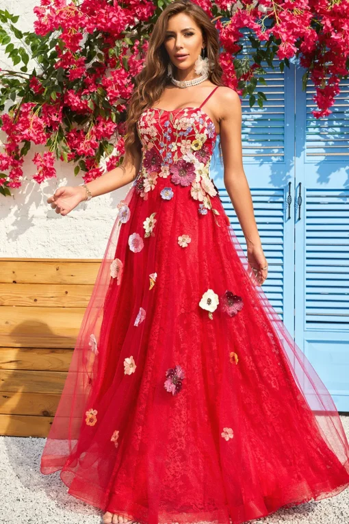Burgundy A Line Princess Prom Dress with Appliques