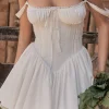 Charming A-Line Straps Mini White Graduation Dress