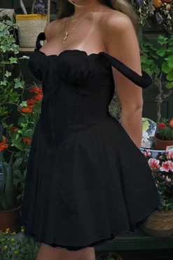 Charming A-Line Straps Mini Black Graduation Dress