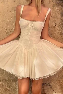 Charming A-Line Straps Mini White Graduation Dress