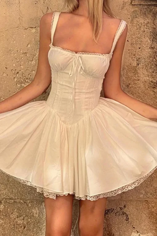 Charming A-Line Straps Mini White Graduation Dress